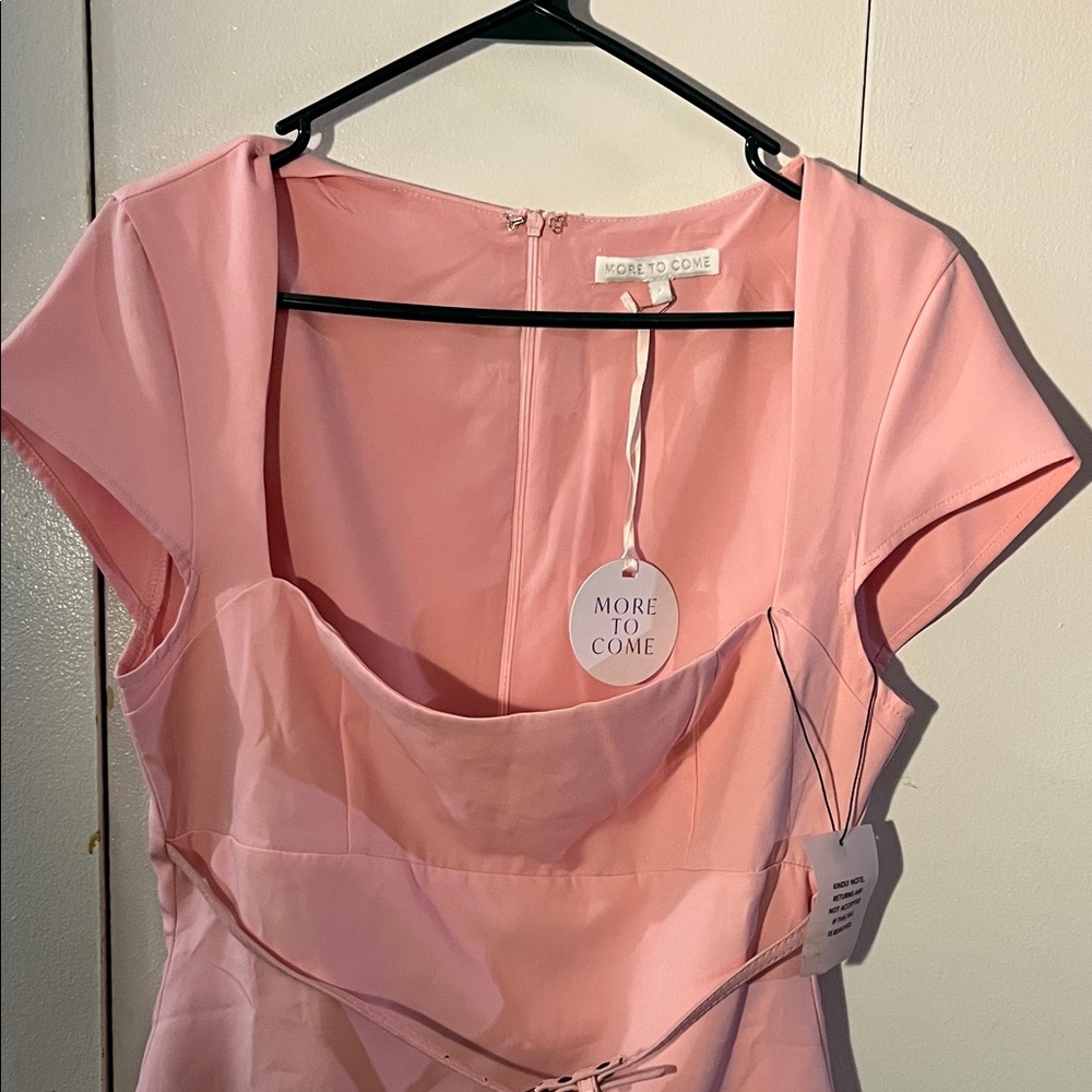 MORE TO COME Cap-Sleeve Square Neck Mini Dress in Blush Pink - Picture 8 of 13